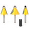 MEIGGTOOL 3Pcs Chamfer Router Bit Set 14Inch Shank Round Nose Cutting Angle 15 225 30 Degree 1 Inch Cutting Length