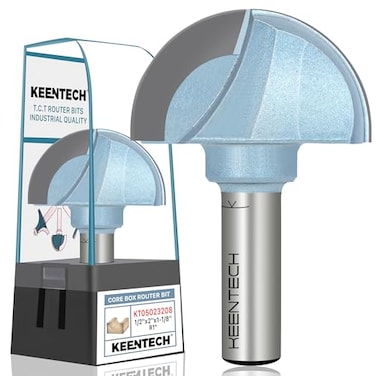 KEENTECH Core Box Router Bit 12 Shank Round Nose Bit for Woodworking IndustrialGrade Carbide Tipped 2 Diameter 118 Cutting Depth