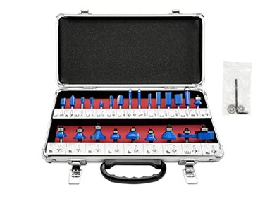LUMN LUMN Carbide Tipped Router Bit Set 24 PCS with 14 Shank Wood Milling Saw Cutter MultiPurpose Woodworking Tools for Home Improvement and DIY