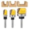 Exqutoo 3Pcs 14 Shank Carbide Round Nose Groove Router Bit Set Template Router planing Head Set with Ball Bearing Engraving Router planing Head Wood Cutter Woodworking Tools Carving Cutting Tool