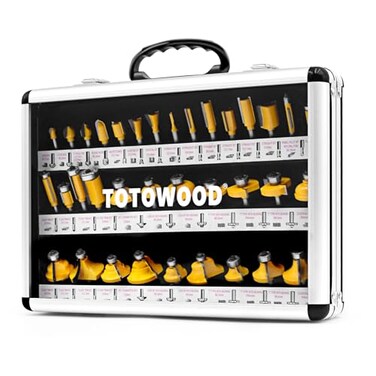 TOTOWOOD Router Bit Set Tungsten Carbide Router Bits Set 14 Shank35 Piece Router Bit Kit for DIY Woodworking ProjectAmerican Router Bit Set with Premium Aluminum Carry Storage Case 35pcs