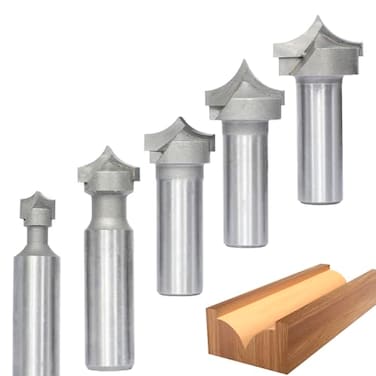 Akylin 5pcs Point Cutting Roundover Router Bit Set12 ShankCutting Dia 38583478 and 1RoundOver Plunge Cutter for Wood PlungingRouting