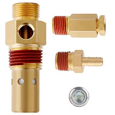 Hromee Air Compressor Replacement Components Brass 12 Inch MNPT Compressor in Tank Check Valve Kit with Three Different Unloader Tube Fittings 20 SCFM 4 Pieces