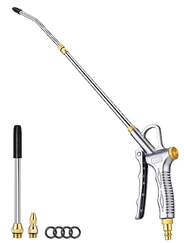 JASTIND Upgrade Air Blow Gun with Adjustable Air Blower Nozzle Up to 27 Inches Extension with 49 Inches Steel Air Flow Nozzle High Volume Pneumatic Dust Clean Tool for Air Compressor Accessory