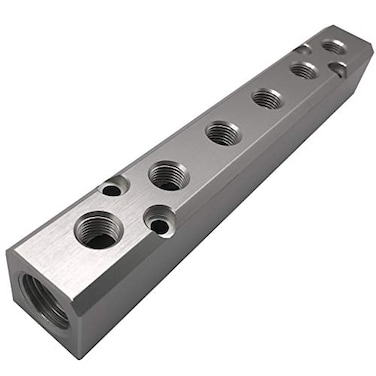 NACX 6 Way Pneumatic Manifold Air Distribution Block G12 Supply Port G14Inch Output Port Aluminum Alloy