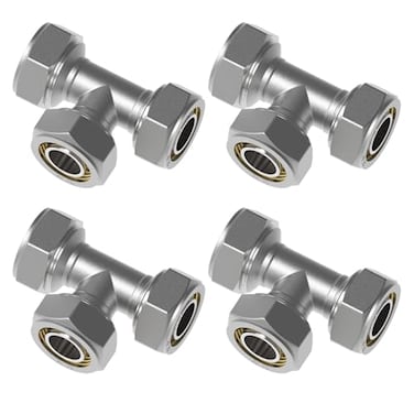 KOUTIANWU 4Pcs 34 Equal Tee Air line Fittings for 34 Inch Tubing Compatible with Garage Compressed Air Piping System Compressor Accessories for Shop Air Line Kit