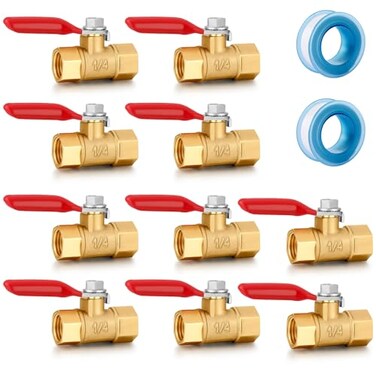YELUN 14 Inch Valve Npt Air Compressor Brass Heavy Duty Valve double Female Shut off Switch 14 NPT Thread Pipe Fitting Double Female 10PCS