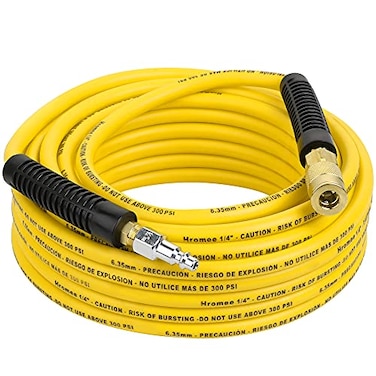 Hromee Air Compressor Hose 14 Inch x 50 Feet Hybrid Hose with Fittings 14 Industrial Quick Coupler and Plug Kit