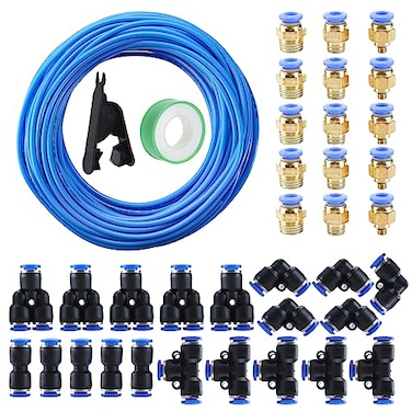 NORJIN 100ft 6mm OD 4mm ID Polyurethane PU Air Hose Pipe Tube Kit High Flexibility Pneumatic Tubing Air Line Tubing Blue