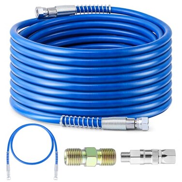 Gyfent 50Ft x 14 NPT Airless Paint Sprayer Hose 8500PSI High Pressure Airless Paint Spray Hose with 5Ft Whip Hose 14 Hose Connector Sprayer Swivel Joint for Airless Spraying Machine