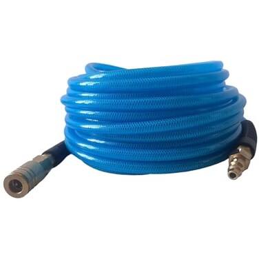 Furesn Air Hose 14 in x 100 ft PolyurethanePU Reinforced Air Compressor Hose Lightweight Kink Resistant with 14 Industrial High Flow Quick CouplerPlug Bend Restrictors300 PSI 100FT White Blue