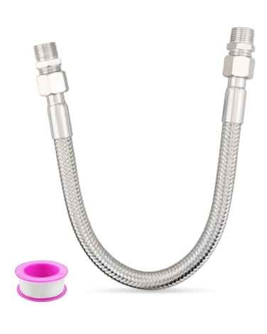 Nahntaipy Compressor Jumper Hose 12 NPT Male 20 Length 450 PSI 750F with Two 12 Male Adapters Both Sides Fittings Rotate Freely