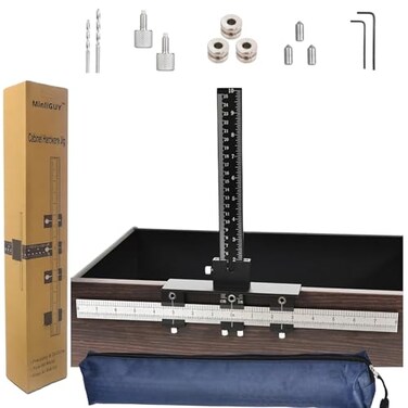 MinliGUY Cabinet Hardware Jig All Metal Adjustable Cabinet Handle Jig with 5mm 4mm Drilling Template Hole Cabinet Hardware Template for KnobHandlePull Installation