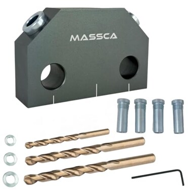 Massca Dowel Jig X Kit Set With 3 Drill Guide Bushings For Easy Doweling Angled Joints Excellent for woodworking fine joinery
