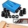 LIBERHAUS 14 Pcs Compact Pocket Hole Jig Kit with 15 Angle Drill Guide Build Strong Joints with Hidden Screws Aluminum Pocket Screw Jig with 6 Bushings 610mm 3 Drill Bits Stop Rings Adapter Case