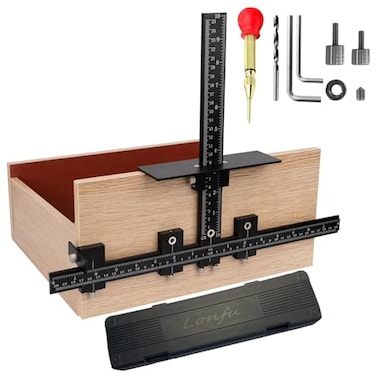Lonfu Cabinet Hardware Jig for Handles Adjustable Template with Convenient and Precise Installation for Door and Drawer KnobsPullsTool Accessories Jig of Aluminum Alloy