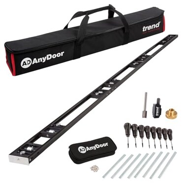 Trend 9ft AnyDoor Butt Hinge Template Kit Adjustable Router Jig for Accurate Door and Frame Hinge Recessing Fits Square and Radius Hinges HJIGD9