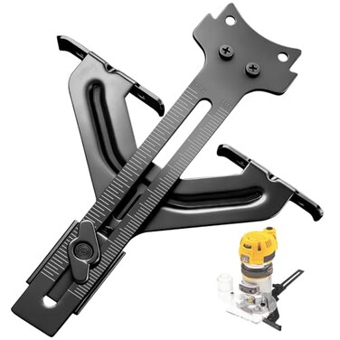Haiouus DNP618 Edge Guide for Fixed Base Compact Router Compatible With DEWALT DWP611 Router PORTERCABLE 450 451Adjustable for Quick Attachment To Router Mounting Base Fits Router DCW600B DW6913 etc