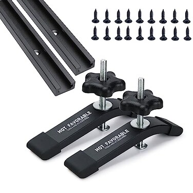 Hot Favorable Aluminum 2pk 36 TTrack for Woodworking with 2pk HoldDown ClampsWoodworking and ClampsFine Sandblast Black Anodized