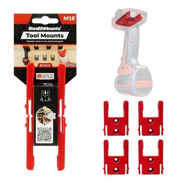 StealthMounts Tool Holder Compatible with Milwaukee M18 4 Pack Red StealthMounts Locking Tool Mounts Made in The UK