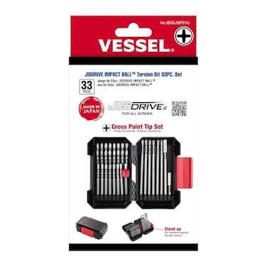 VESSEL JISDRIVE Impact Ball Torsion Bit 33PC Set No IB33JSP01U Made in Japan Cross Point Tip Set