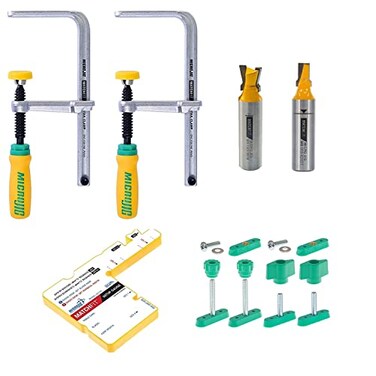 MICROJIG Matchfit DVC1177K2MB050025ST Dovetail Clamp Pro 12 Shank With 14 Straight Relief Router Bit Upshear 12 Shank Bundle