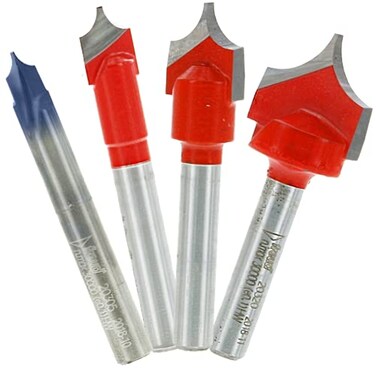 Freud 4 Piece Radius V Groove Bit Set with 14 shanks 87115