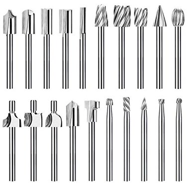 YURINWOO Wood Carving Bits Router Carbide Engraving Bits for Dremel Rotary Tools with 18 Shank 20 Pcs HSS Different Burr Set to Meet Your Different Needs Durable DIY Woodworking Rotary Tools Accessori
