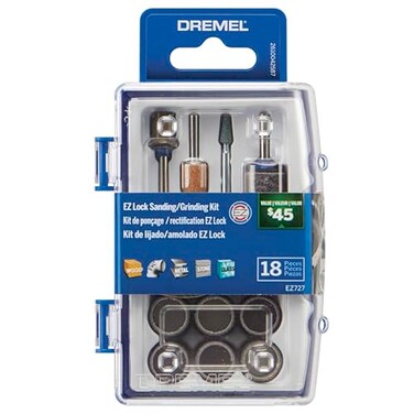 Dremel EZ72701 EZ Lock Sanding Grinding Rotary Tool Accessories Kit 18Piece Assorted Set Perfect for Detail Sanding and Sharpening
