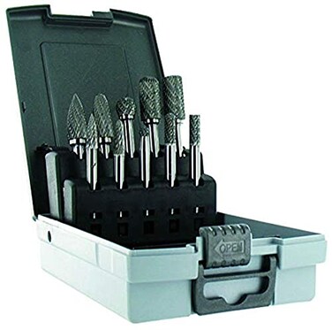 TIVOLY Set of 10 Carbide Rotary Burrs 14 12 High Performance Excellent Stability Strength and Durability for Machining Most Metals Cylindrical Shank 14