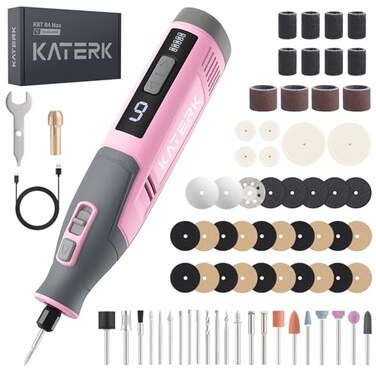 Katerk Cordless Rotary Tool 4000mAh Battery 6Speed 28000RPM Rotary Tool Kit with 70 Accessories Light duty Engraving Pen for Sanding Polishing Drilling Etching Grinding Wood Carving