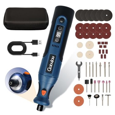 Gabujau Cordless Rotary Tool Kit Mini 74V 12Speed Power USB Rechargeable for 3D Printer Sanding Jewelry Making Wood Carving Polishing Drilling DIY Crafts with 51 Accessories