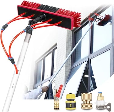 ZKUAOGDI 26 FT Solar Panel Cleaning Kit Window Cleaning System 20M Hose Rotating BrushHead Washing Equipment Window Cleaner Tool Water Fed Pole Kit for Roof Caravan Solar Panel