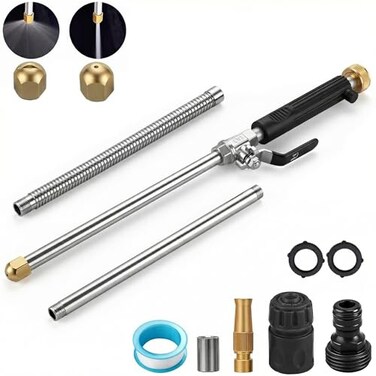 Raddile Hydro Jet High Pressure Power Washerhigh pressure cleaning tool Extra Long Extendable WandFlexible Water Hose Universal NozzleGutter Patio Car Pet Window Cleaning tool black