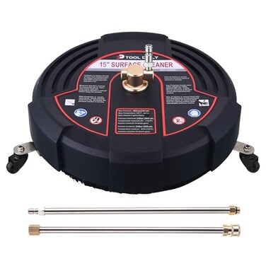 Tool Daily 15 Inch Pressure Washer Surface Cleaner with 3 Wheels 2 Extension Wands Surface Cleaner for Pressure Washer Attachment for Concrete Driveway Sidewalk Patio 3600 PSI
