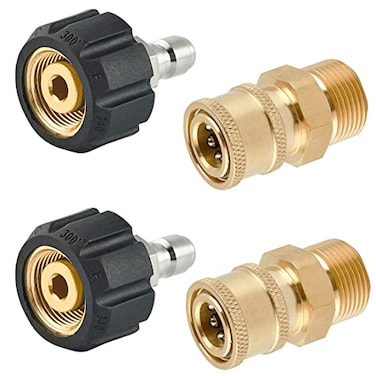 Raincovo Pressure Washer Quick Connect Fittings M22 14mm to 14 Inch Quick Connect Pressure Washer Adapter Set 4 Pieces