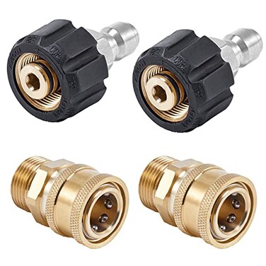 Raincovo Pressure Washer Quick Connect Fittings M22 14mm to 38 Inch Hose Adapter 4 Pieces