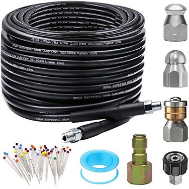 ZOFINE Sewer Jetter Kit 50FT 5800PSI Plastic 14 Inch NPT 600 Inches 1 Pack 50FT
