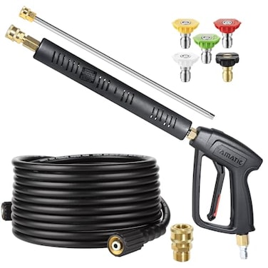 YAMATIC Pressure Washer Gun and Hose Kit 25 FT Kink Resistant Power Washer Hose and Wand 38 Swivel Quick Connector M2214mm Fitting Replacement for Ryobi Simpson Craftsman