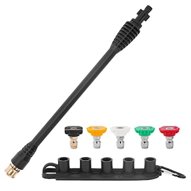 FIXFANS Pressure Washer Wand Replacement 16 Inch Power Washer Wand with 14 Quick Connect 5 Spray Nozzles 1 Tips Holder Compatible with Some Ryobi Portland Husky Pressure Washers Black