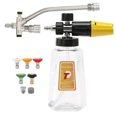 Tool Daily Pressure Washer Foam Cannon with DualConnector Accessory Power Washer Double Tip Attachment for Soap Cannon 5 Pressure Washer Sprayer Nozzles 14 Quick Connect