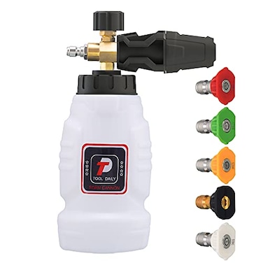 Tool Daily Foam Cannon 14 Inch Quick Connect Power Washer Foam Cannon with 5 Pressure Washer Nozzles1 Liter