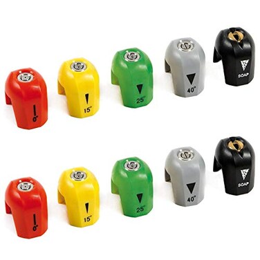 Sun Joe 5Pack QuickConnect Pressure Washer Spray Tips Nozzle Attachment Set with 015 25 40 Degree Soap Tip Portable Power Attachments and Accessories for SPX Washing Machines SPX3000TPS