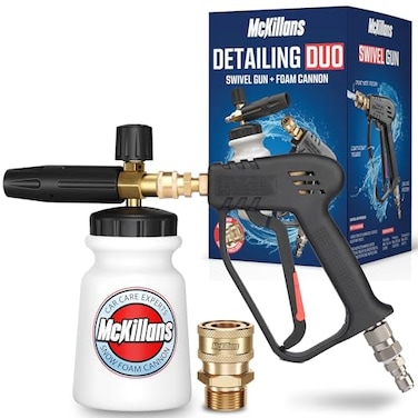 McKillans Pressure Washer Gun with Swivel Foam Cannon Wide Mouth M2214mm Adapter Adjustable Thick Foam Power Washer Gun 38 Male Plug 14 Quick Connector Coupler