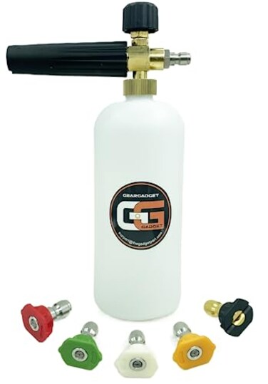 GEARGADGET Foam Cannon with 14 Inch Quick Connector 1 Liter 5 Pressure Washer Nozzle Tips