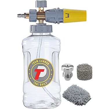 Tool Daily Foam Cannon Adjustable Foam Blaster Snow Foam Lance with M22 and 14 Inch Quick Connect Additional Orifice Nozzle 11mm 15 Liter