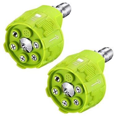Tondiamo 2 Pack 6 in 1 Pressure Washer Nozzles with 14 Inch Quick Changeover and Adjustable Plug Connect 4000 Psi