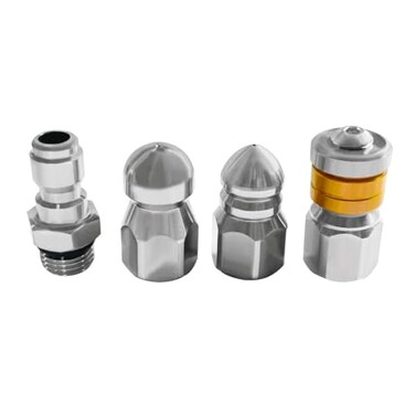 ANPTGHT Pressure Washer Sewer Jetter Nozzles Kits 5000PSI Stainless Steel 3pcs Drain Cleaning Nozzle Tips Pointed Button Nose Rotating Jetting Sewer Nozzle with 14 NPT Male Quick Connector