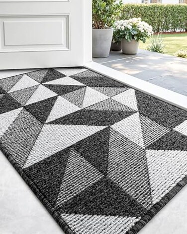 DEXI Front Door Mats for Entryway 2x3 Non Slip Washable LowProfile Entry Doormat Absorbent Resist Dirt Inside Floor Entrance Mat Patio BlackWhite