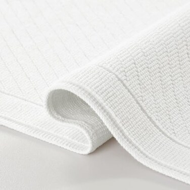 Arkwright LLC Arkwright 100 Cotton Bathroom Rug High Absorbent Stylish Textured Woven Design Bath Mat Slip Resistant Backing for Shower and Bathtub Floor 24x36 in White